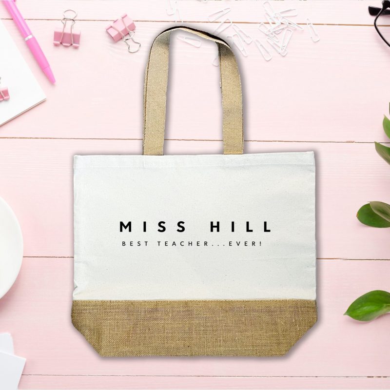 Molly's Boutique Best Teacher Jute Bag