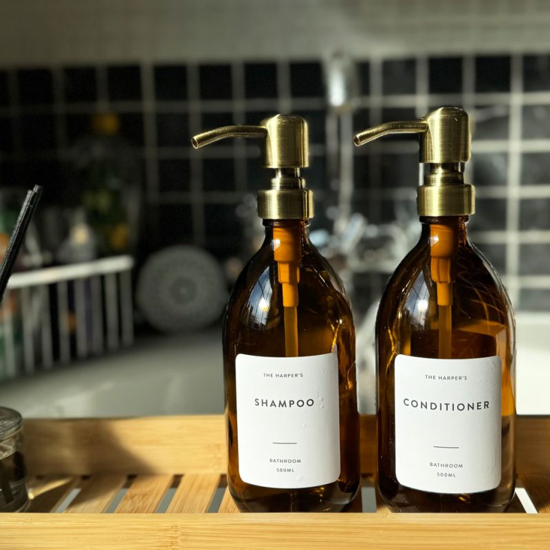 Molly's Boutique Personalised Shampoo and Conditioner Glass Bottles