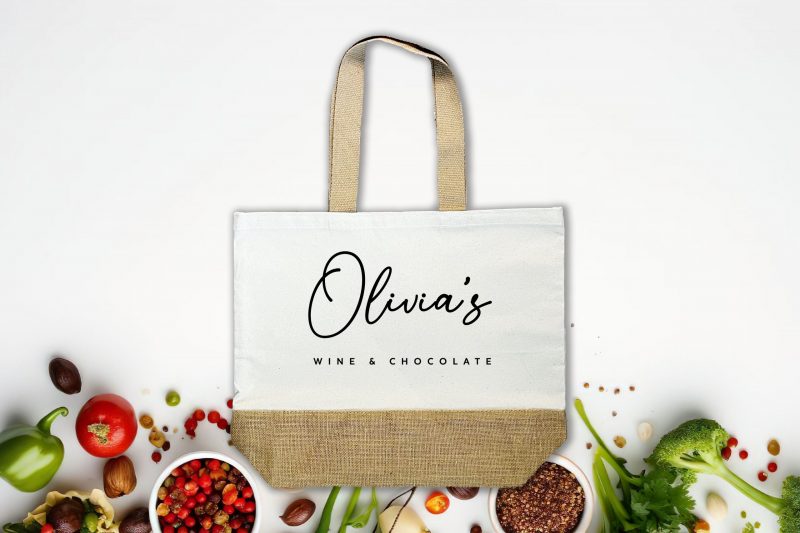 Mollys Boutique Personalised wine and Chocolate Ladies Jute Bag