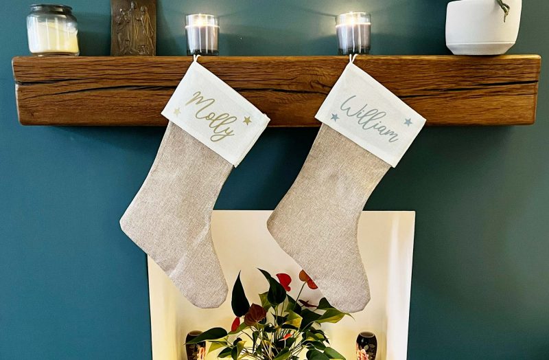 Mollys Boutique Personalised Burlap Christmas Stockings