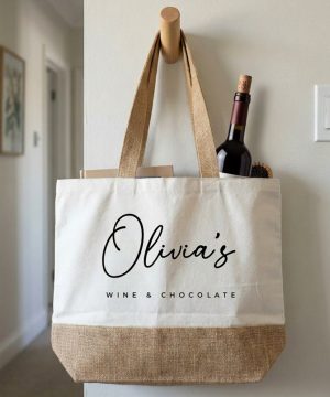 Molly's Boutique Personalised Wine and Chocolate Jute Bag