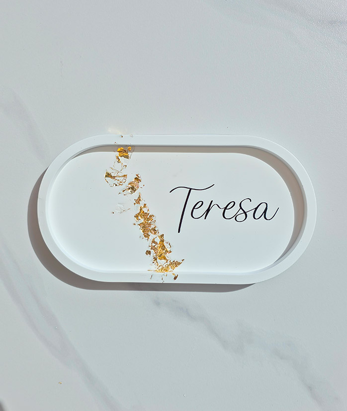 Personalised Oblong Gold Flake Trinket Dish - Image 6