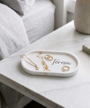Personalised Oblong Gold Flake Trinket Dish