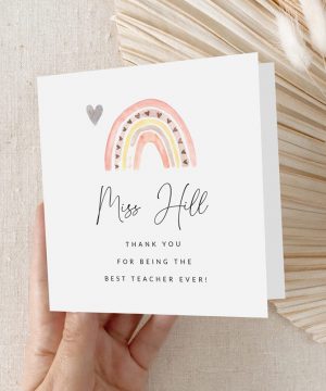 Molly's Boutique Personalised Teacher "Rainbow" Card