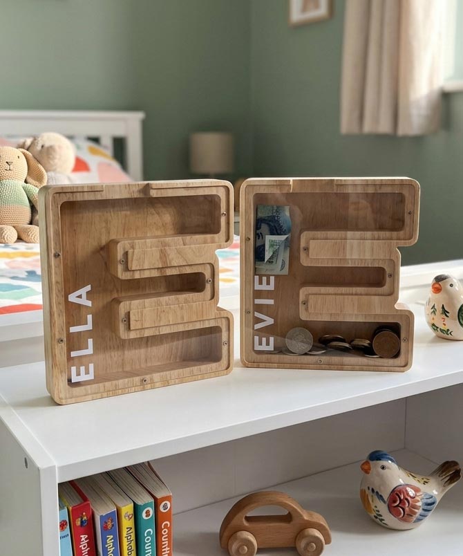 Molly's Boutique Personalised Kids Wooden Money Box
